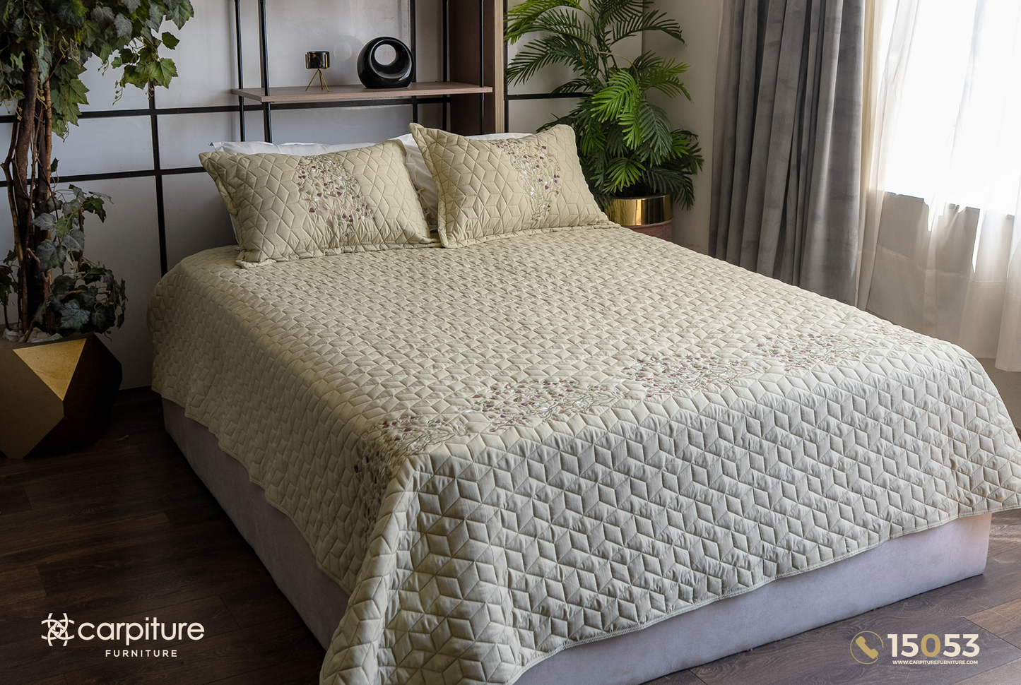 Acacia Quilted Cotton Bedspread Set 3 Pieces