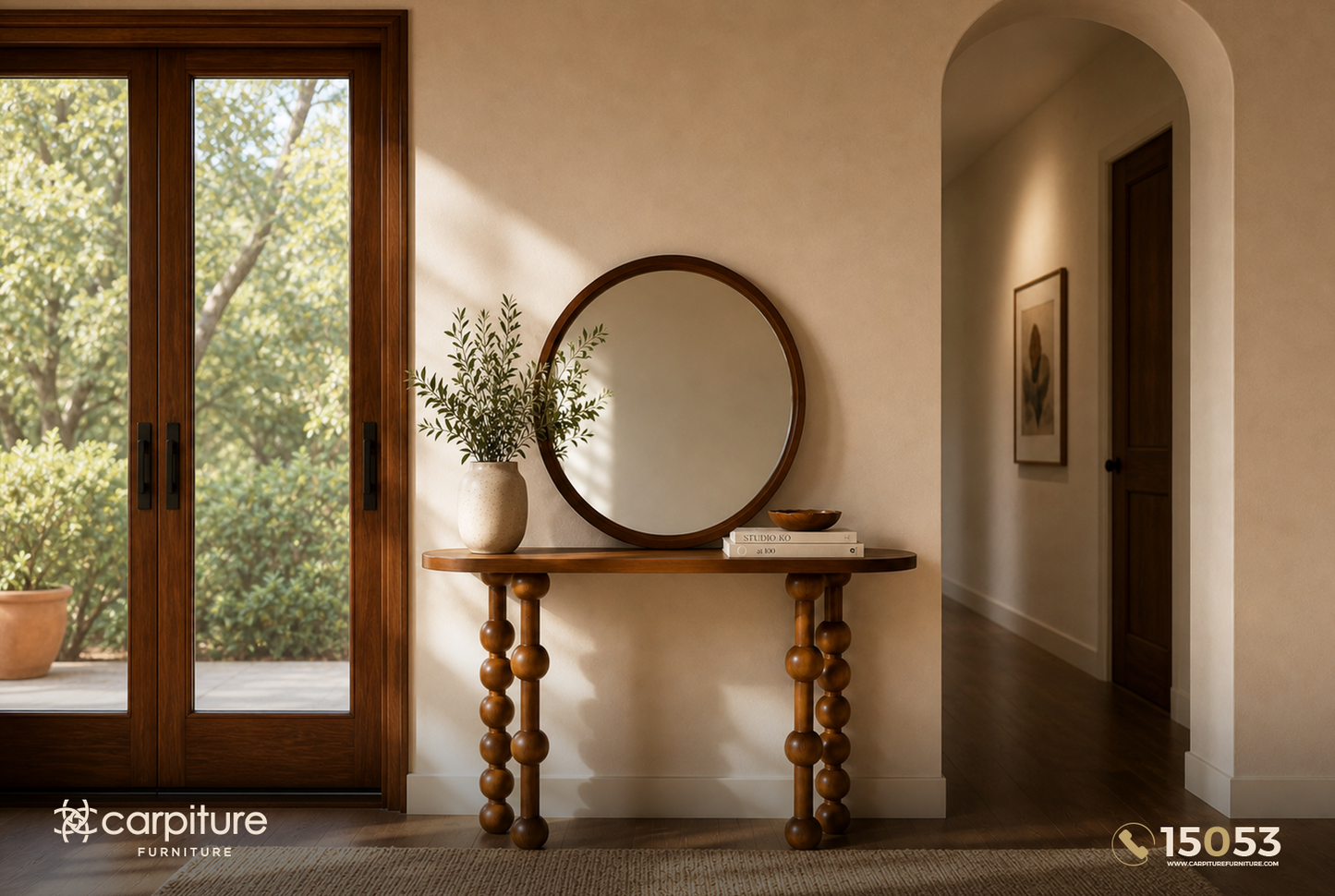 Red Beech Wood Console Table