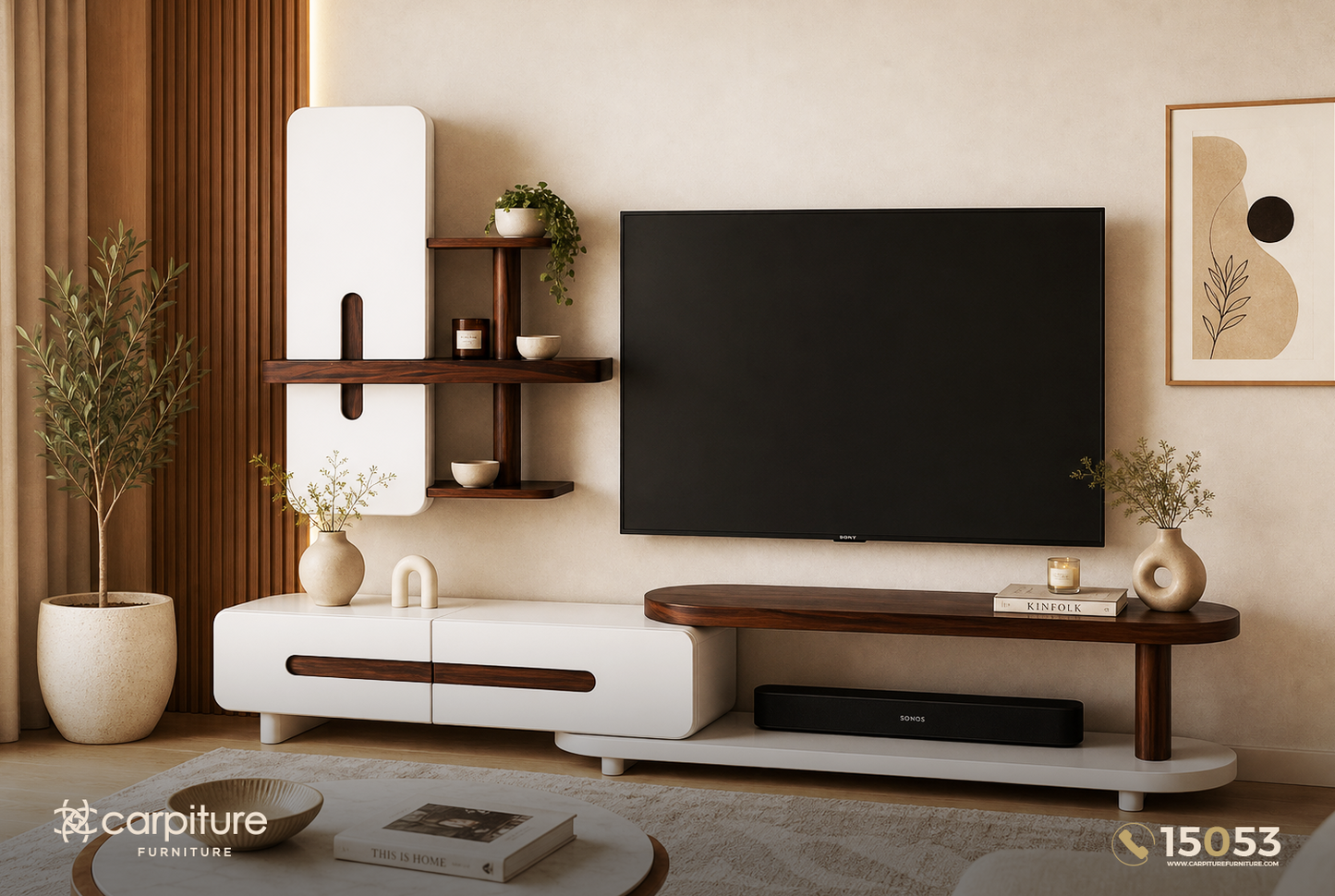وحدة تلفزيون مودرن مع رف علوي - TV-5000598