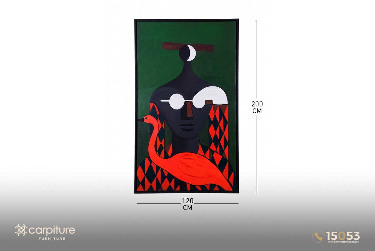 African Portrait with Flamingo Wall Art