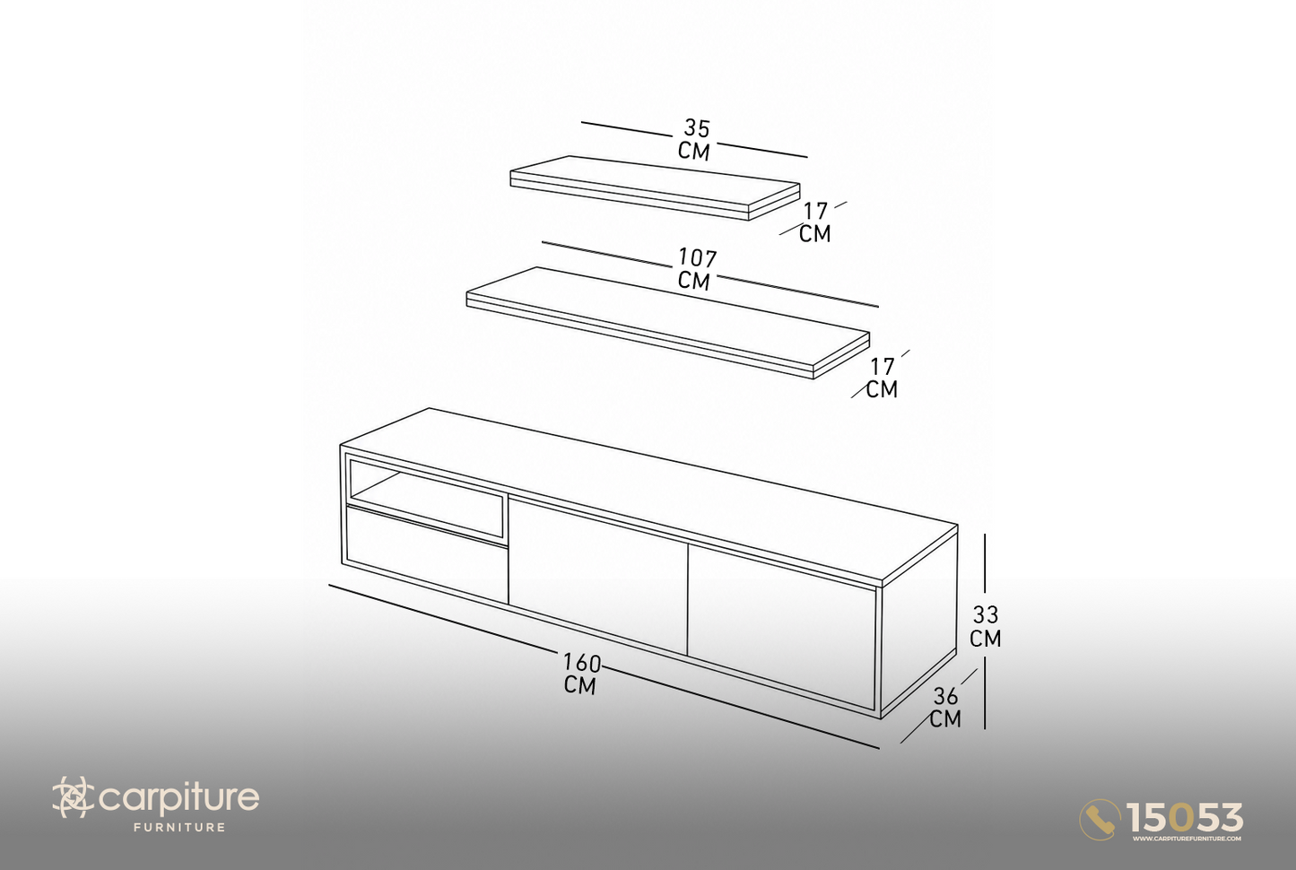 وحدة تلفزيون مودرن بتصميم عملي - T2