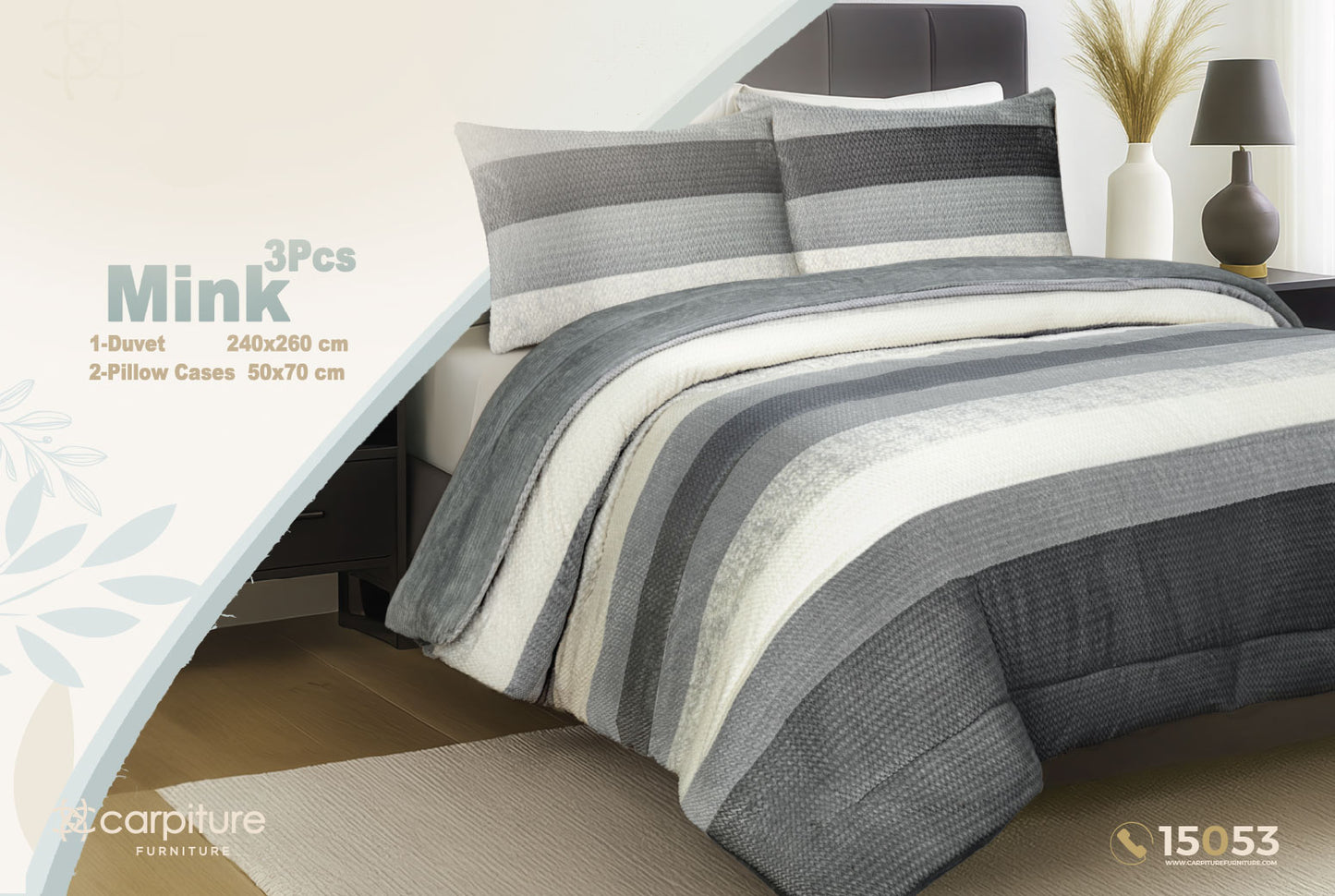 Flannel Mink Comforter Set 3 Pieces