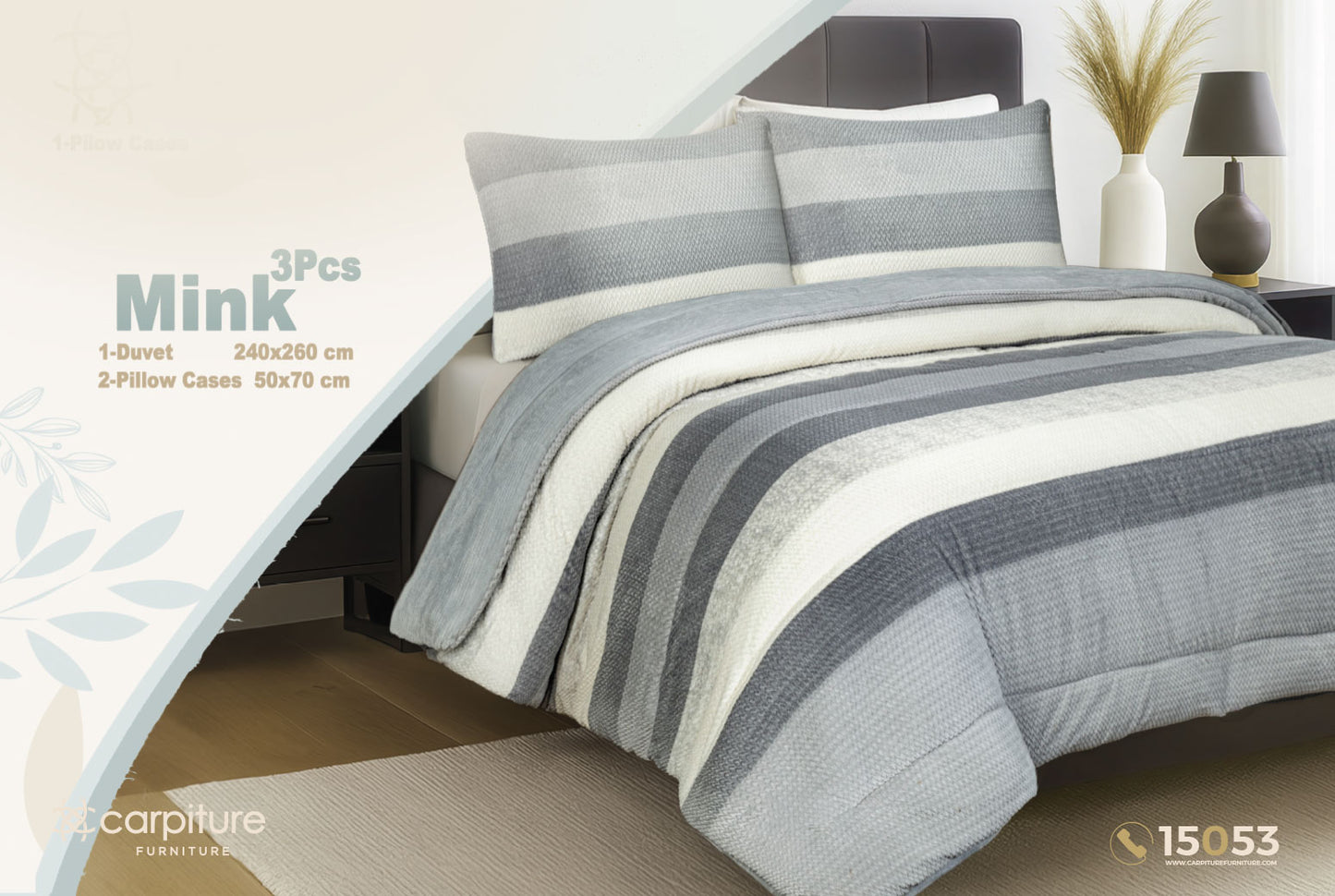 Flannel Mink Comforter Set 3 Pieces