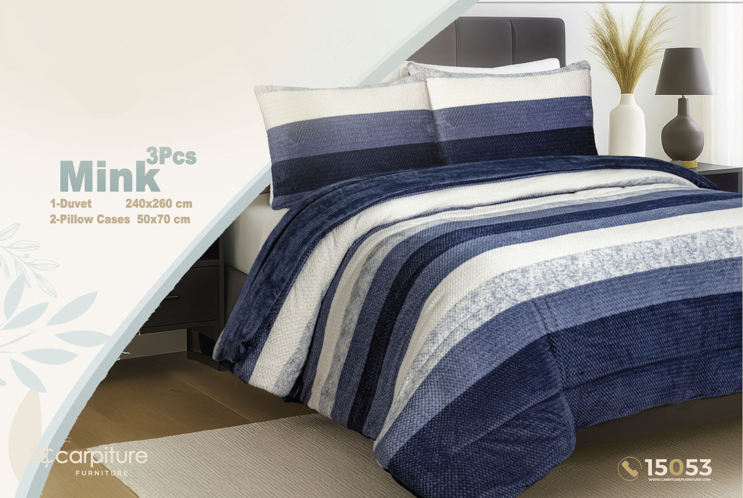 Flannel Mink Comforter Set 3 Pieces