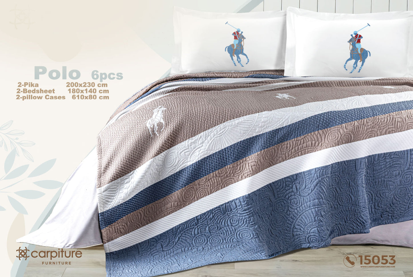 Polo Embroidered Kids Bedspread Set 6 Pieces