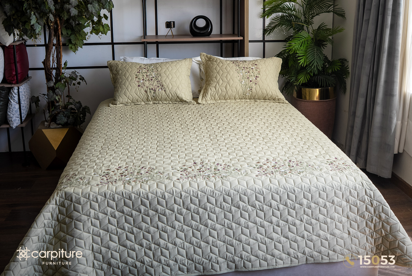 Acacia Quilted Cotton Bedspread Set 3 Pieces