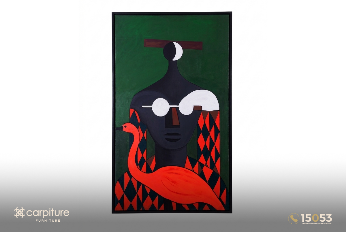 African Portrait with Flamingo Wall Art