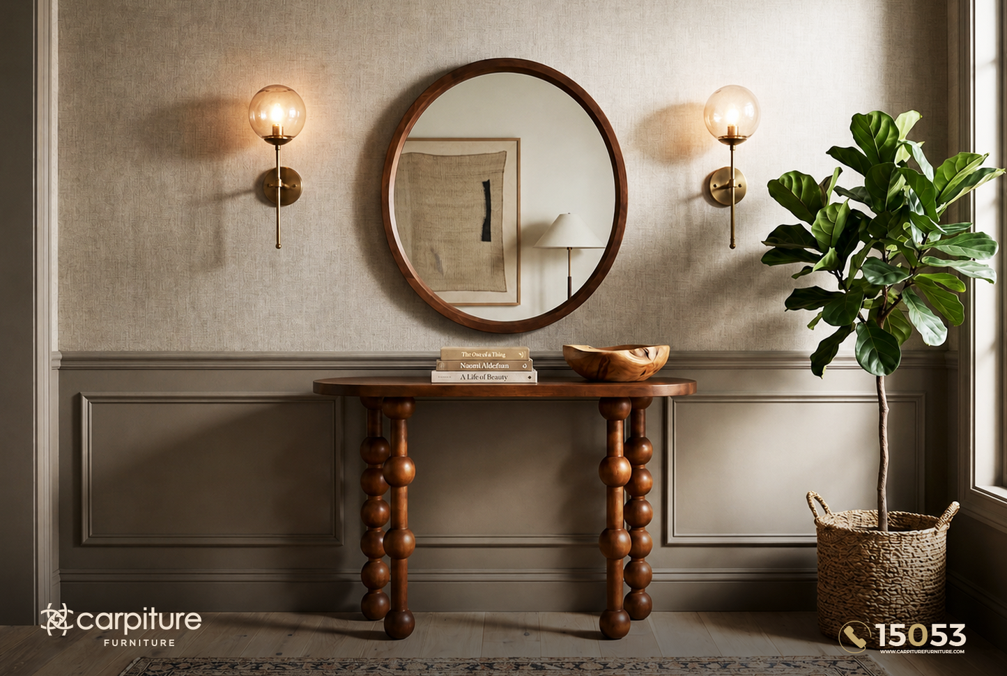 Red Beech Wood Console Table
