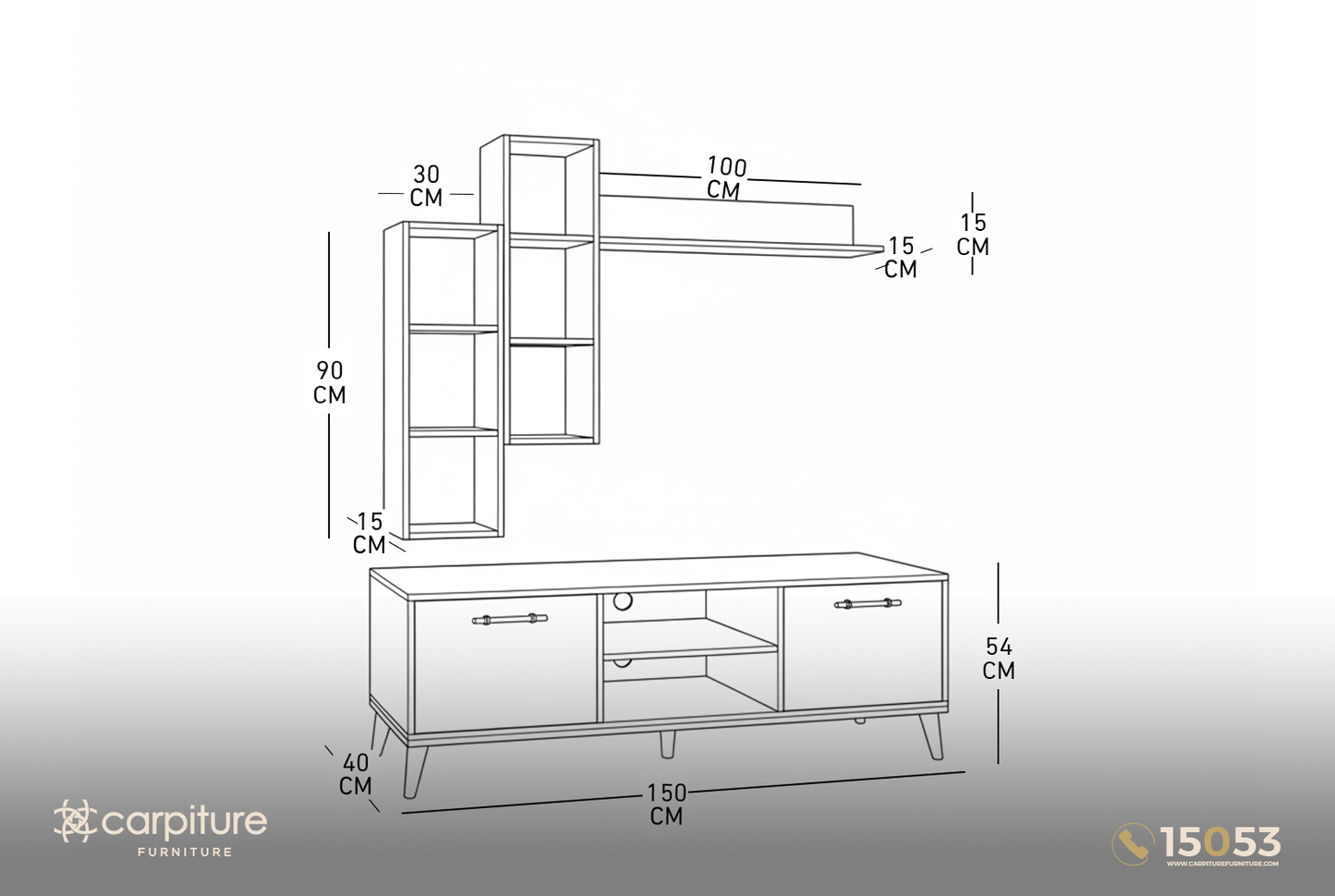 وحدة تلفزيون مودرن بتصميم عملي - T1