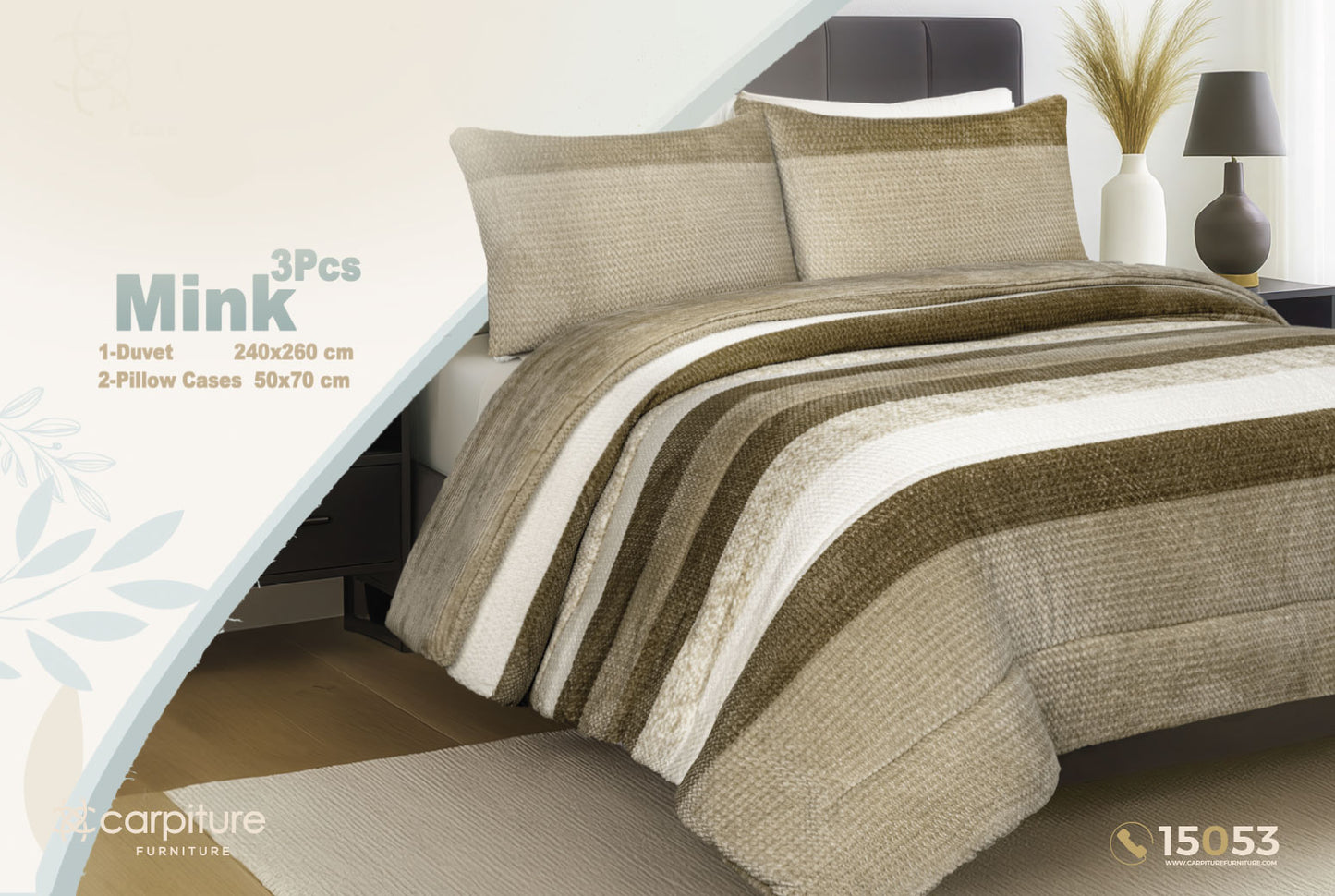 Flannel Mink Comforter Set 3 Pieces