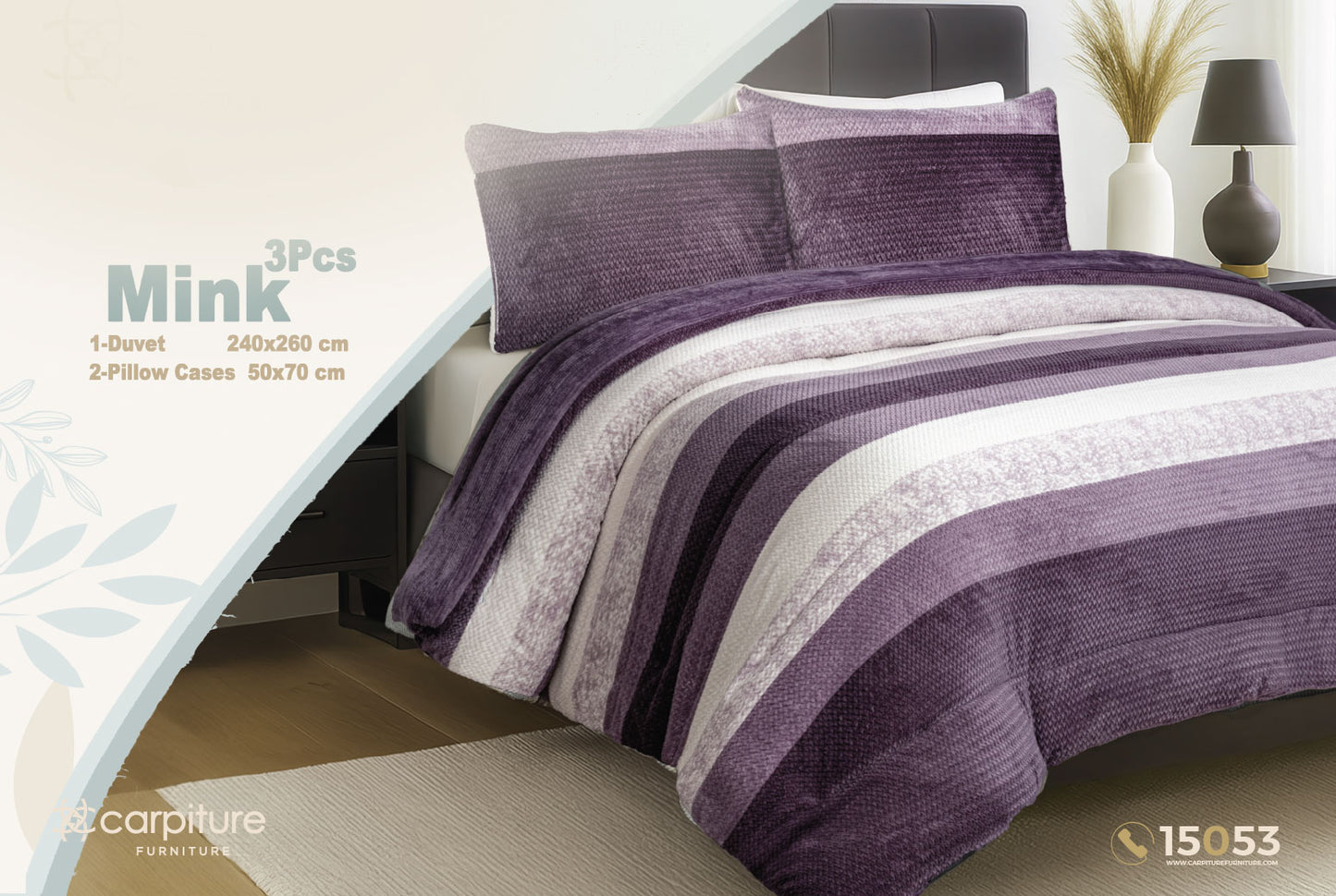 Flannel Mink Comforter Set 3 Pieces