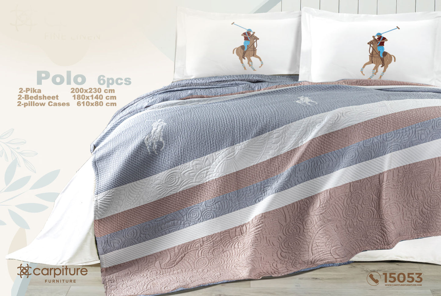 Polo Embroidered Kids Bedspread Set 6 Pieces