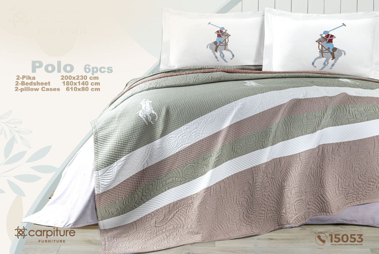 Polo Embroidered Kids Bedspread Set 6 Pieces