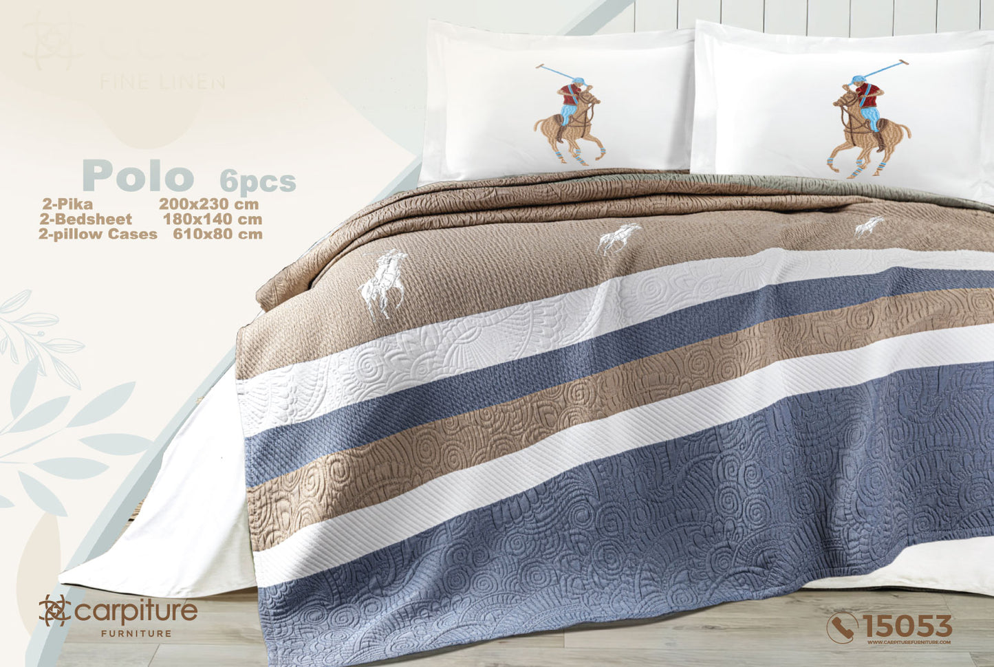 Polo Embroidered Kids Bedspread Set 6 Pieces